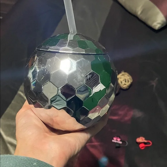 Silver Disco Ball Tumbler with Straw - Picture 2 of 3
